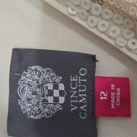 Vince Camuto Gold & Cream Sequin Chevron Dress Size 12 NWT - Picture 6 of 7